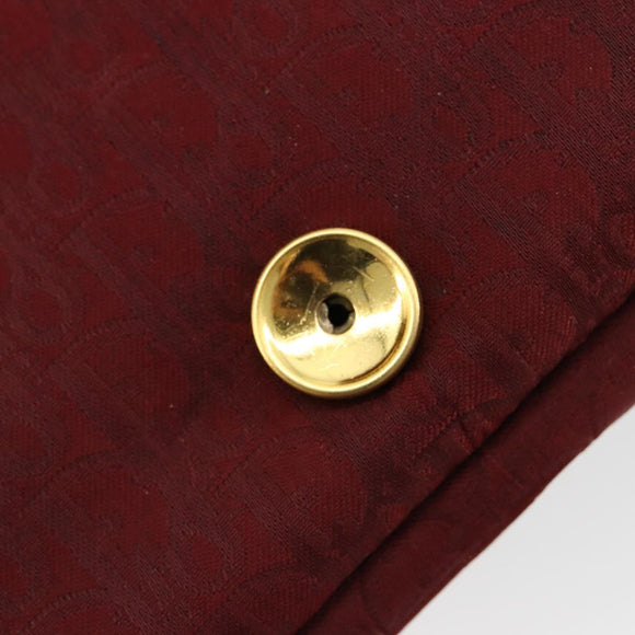 Christian Dior Trotter Canvas Shoulder Bag Red Gold Auth 185078