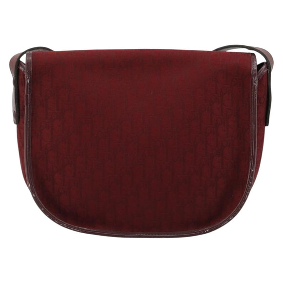 Christian Dior Trotter Canvas Shoulder Bag Red Gold Auth 185078