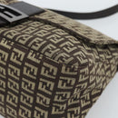 FENDI Zucchino Canvas Mamma Baguette Shoulder Bag Beige Silver Auth 185079V-10