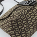 FENDI Zucchino Canvas Mamma Baguette Shoulder Bag Beige Silver Auth 185079V-11