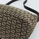 FENDI Zucchino Canvas Mamma Baguette Shoulder Bag Beige Silver Auth 185079V-12