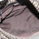 FENDI Zucchino Canvas Mamma Baguette Shoulder Bag Beige Silver Auth 185079V-16