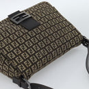 FENDI Zucchino Canvas Mamma Baguette Shoulder Bag Beige Silver Auth 185079V-6