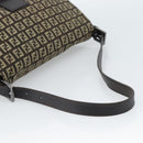 FENDI Zucchino Canvas Mamma Baguette Shoulder Bag Beige Silver Auth 185079V-7