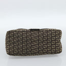 FENDI Zucchino Canvas Mamma Baguette Shoulder Bag Beige Silver Auth 185079V-9