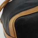 CELINE Purse Shoulder Bag Leather Black Gold Auth 185080-14