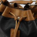 CELINE Purse Shoulder Bag Leather Black Gold Auth 185080-10