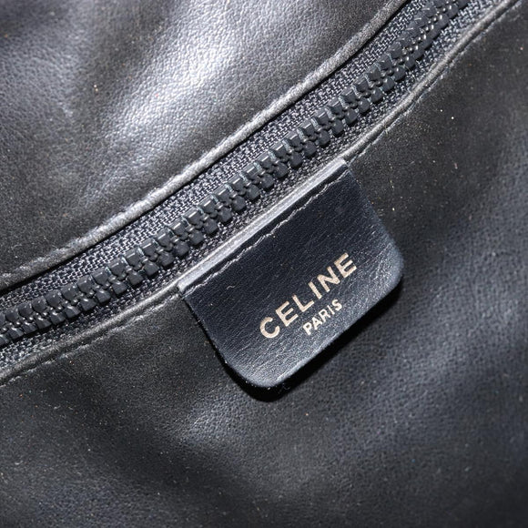 CELINE Purse Shoulder Bag Leather Black Gold Auth 185080