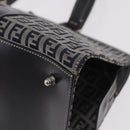 FENDI Zucchino Canvas Hand Bag Navy Silver Auth 185085V-13