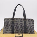 FENDI Zucchino Canvas Hand Bag Navy Silver Auth 185085V-23