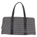 FENDI Zucchino Canvas Hand Bag Navy Silver Auth 185085V-3