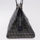 FENDI Zucchino Canvas Hand Bag Navy Silver Auth 185085V-4