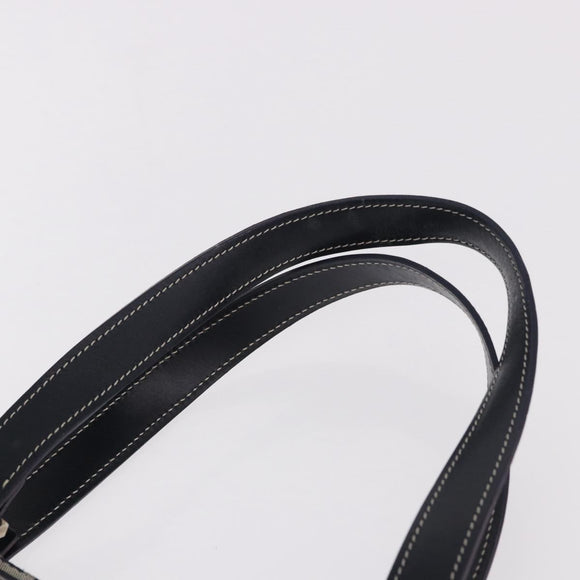 FENDI Zucchino Canvas Hand Bag Navy Silver Auth 185085V