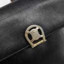 CELINE Shoulder Bag Leather Black Gold Auth 185088-14