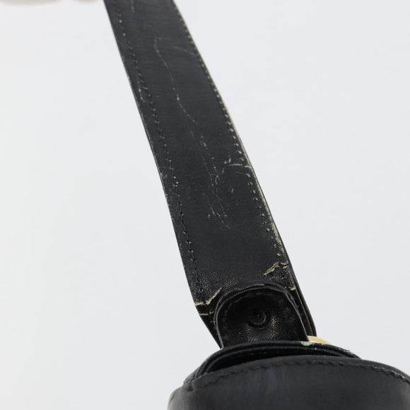 CELINE Shoulder Bag Leather Black Gold Auth 185088