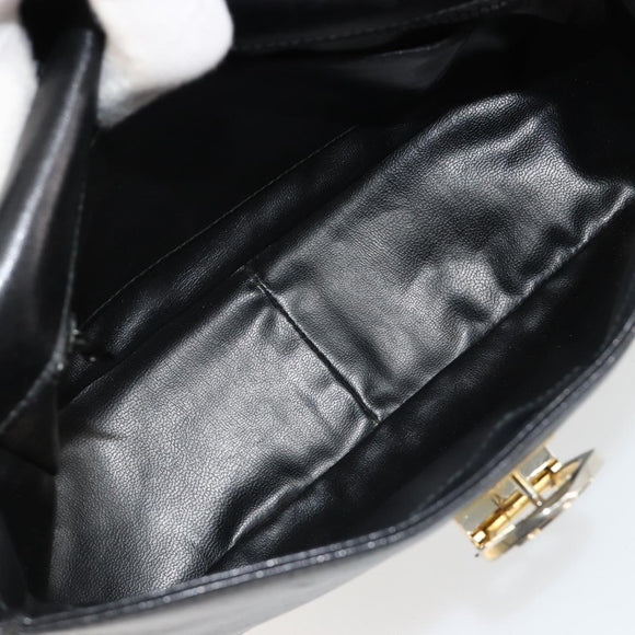 CELINE Shoulder Bag Leather Black Gold Auth 185088