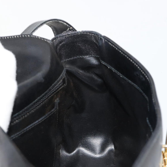 CELINE Shoulder Bag Leather Black Gold Auth 185088