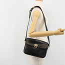 CELINE Shoulder Bag Leather Black Gold Auth 185088-24