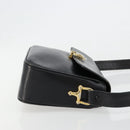 CELINE Shoulder Bag Leather Black Gold Auth 185088-4