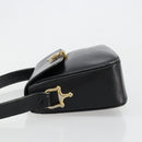 CELINE Shoulder Bag Leather Black Gold Auth 185088-5
