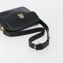 CELINE Shoulder Bag Leather Black Gold Auth 185088-7