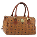 MCM Vicetos Logogram Hand Bag PVC Leather Brown Gold Auth 185089-1
