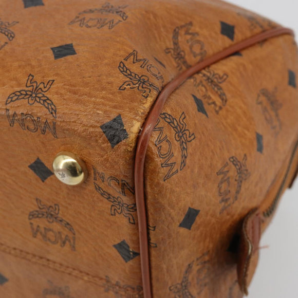 MCM Vicetos Logogram Hand Bag PVC Leather Brown Gold Auth 185089