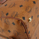 MCM Vicetos Logogram Hand Bag PVC Leather Brown Gold Auth 185089-14