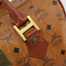MCM Vicetos Logogram Hand Bag PVC Leather Brown Gold Auth 185089-10
