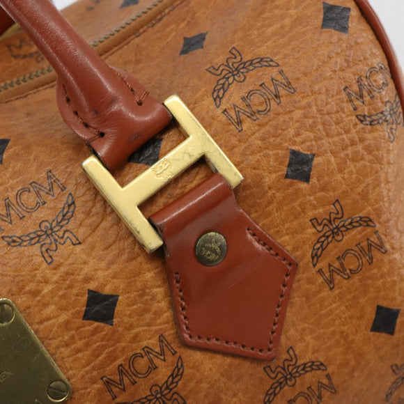 MCM Vicetos Logogram Hand Bag PVC Leather Brown Gold Auth 185089