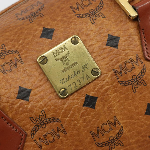 MCM Vicetos Logogram Hand Bag PVC Leather Brown Gold Auth 185089