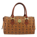 MCM Vicetos Logogram Hand Bag PVC Leather Brown Gold Auth 185089-13
