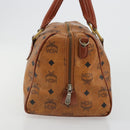 MCM Vicetos Logogram Hand Bag PVC Leather Brown Gold Auth 185089-4