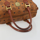 MCM Vicetos Logogram Hand Bag PVC Leather Brown Gold Auth 185089-7