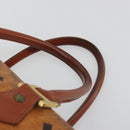 MCM Vicetos Logogram Hand Bag PVC Leather Brown Gold Auth 185089-8