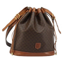 CELINE Macadam Canvas Purse Shoulder Bag PVC Leather Brown Gold Auth 185090-1