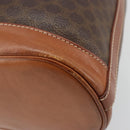 CELINE Macadam Canvas Purse Shoulder Bag PVC Leather Brown Gold Auth 185090-16