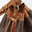 CELINE Macadam Canvas Purse Shoulder Bag PVC Leather Brown Gold Auth 185090-9