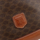 CELINE Macadam Canvas Purse Shoulder Bag PVC Leather Brown Gold Auth 185090-18