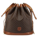 CELINE Macadam Canvas Purse Shoulder Bag PVC Leather Brown Gold Auth 185090-13