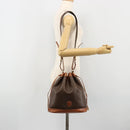 CELINE Macadam Canvas Purse Shoulder Bag PVC Leather Brown Gold Auth 185090-24