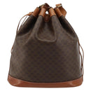 CELINE Macadam Canvas Purse Shoulder Bag PVC Leather Brown Gold Auth 185090-2