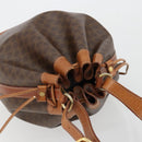 CELINE Macadam Canvas Purse Shoulder Bag PVC Leather Brown Gold Auth 185090-6