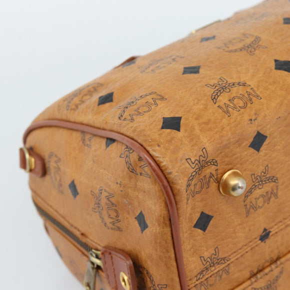MCM Vicetos Logogram Hand Bag PVC Leather Brown Gold Auth 185091