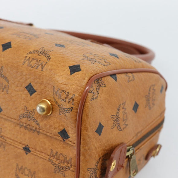 MCM Vicetos Logogram Hand Bag PVC Leather Brown Gold Auth 185091