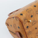 MCM Vicetos Logogram Hand Bag PVC Leather Brown Gold Auth 185091-13