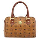 MCM Vicetos Logogram Hand Bag PVC Leather Brown Gold Auth 185091-2