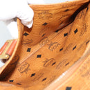 MCM Vicetos Logogram Hand Bag PVC Leather Brown Gold Auth 185091-21