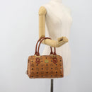 MCM Vicetos Logogram Hand Bag PVC Leather Brown Gold Auth 185091-22