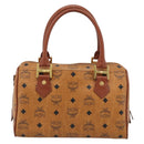 MCM Vicetos Logogram Hand Bag PVC Leather Brown Gold Auth 185091-3